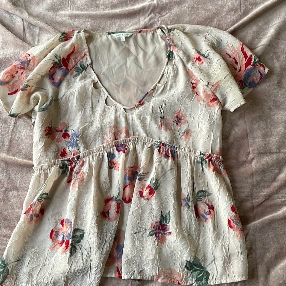 Blush Floral Peplum Top